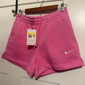 Nike bubblegum Pink Fleece Drawstring Shorts women’s Small NWT